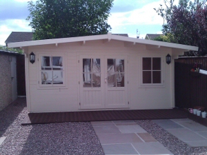 Photo - Log cabin installed as an outside office with electrics to a property in the Blackpool area